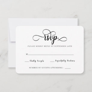 Cartes modernes de mariage noir et blanc RSVP