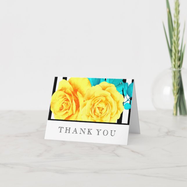 Cartes modernes de Merci de rose jaune (Devant)