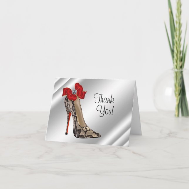 Cartes noires rouges de Merci de chaussure de (Devant)