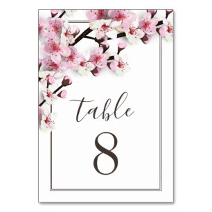 Cartes Numéro de table Cerry Blossom rose Mariage