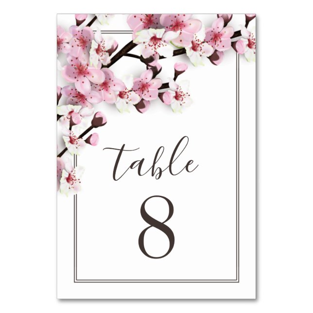 Cartes Numéro de table Cerry Blossom rose Mariage (Par défaut)