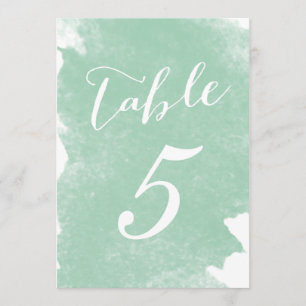CARTES NUMÉRO DE TABLE CHIC MINT GREEN WATERCOLOR