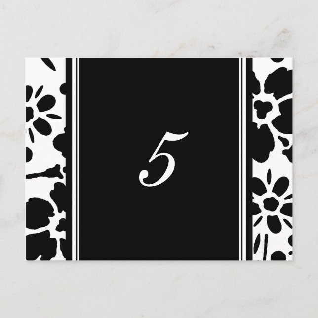 Cartes Numéro de table mariage noir et blanc (Devant)