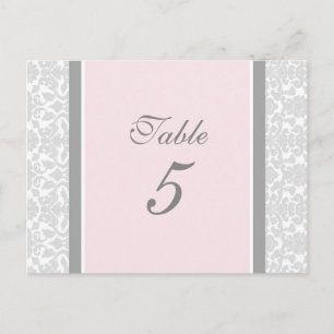 Cartes Numéro De Table mariage Rose Grey Damask