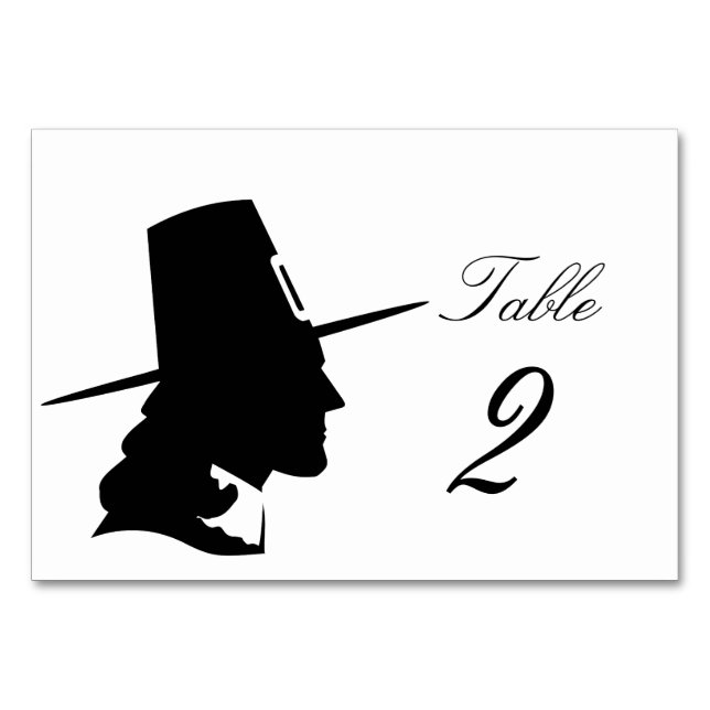 Cartes Numéro de Table Thanksgiving - Pèlerin (Devant)