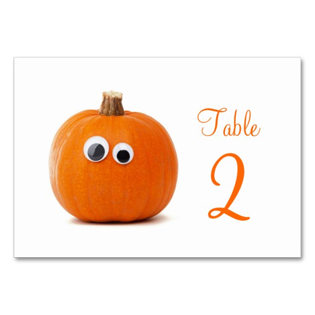 Cartes Numéro De Tableau Avec Citrouille Amusant (Devant)