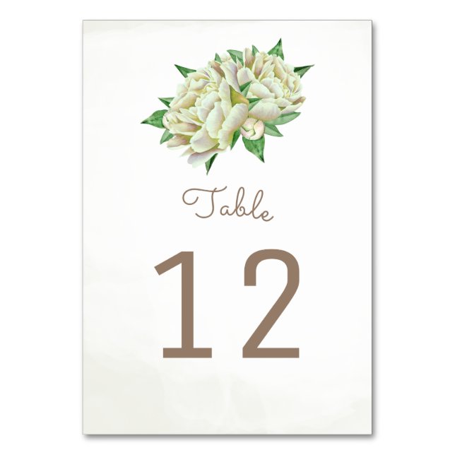 Cartes Numéro de tableau de la crème Peony (Par défaut)