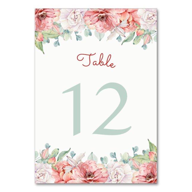 Cartes Numéro de tableau des fleurs d'aquarelle (Par défaut)