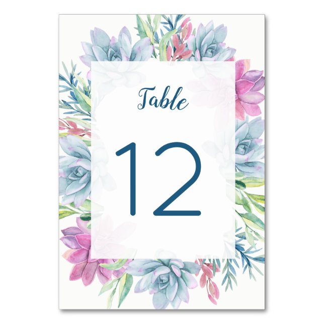 Cartes Numéro de tableau des succulents aquarelles (Par défaut)