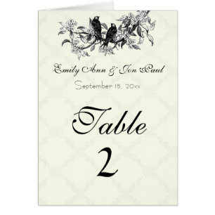 Cartes Numéro de tableau du Mariage vintage Birds