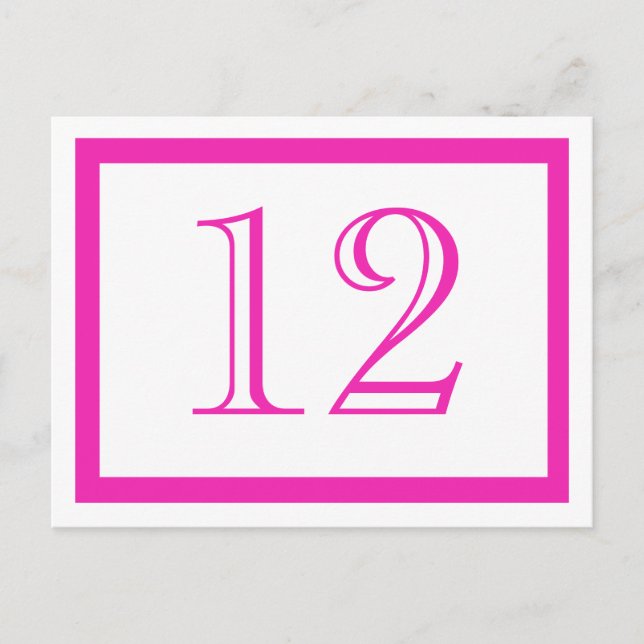Cartes Numéro de tableau rose (Devant)