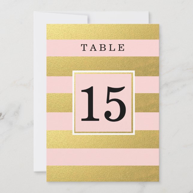 CARTES NUMÉROS CHIC FAUX GOLD FOIL Rose TABLE (Devant)