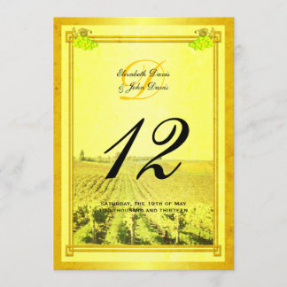 Cartes numéros de table de vigne de vin blanc vint