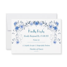 Cartes numérotées de table à motif floral bleu rom