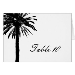 Cartes numérotées de table avec palmier pour récep