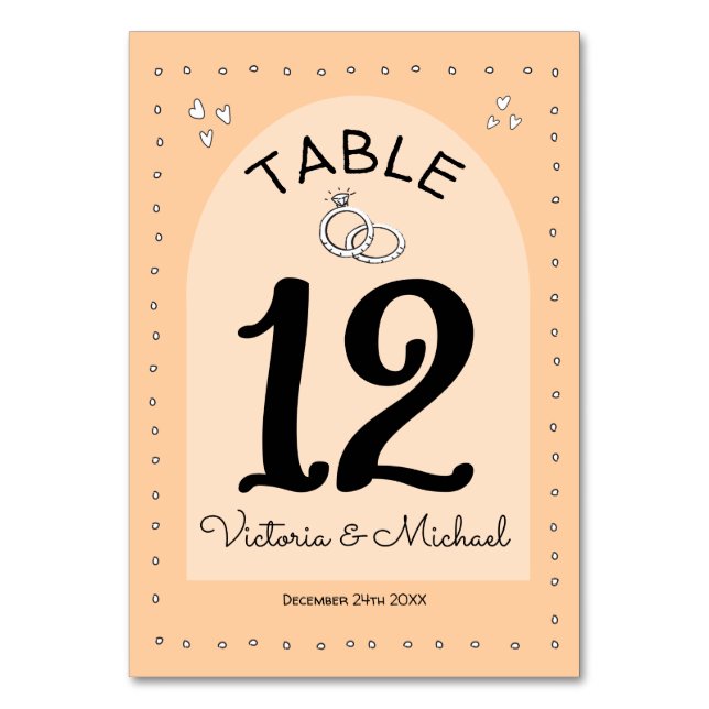 Cartes numérotées de table de mariage funky Doodle (Par défaut)