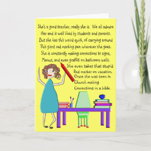 Cartes originales et d'amusement de professeur