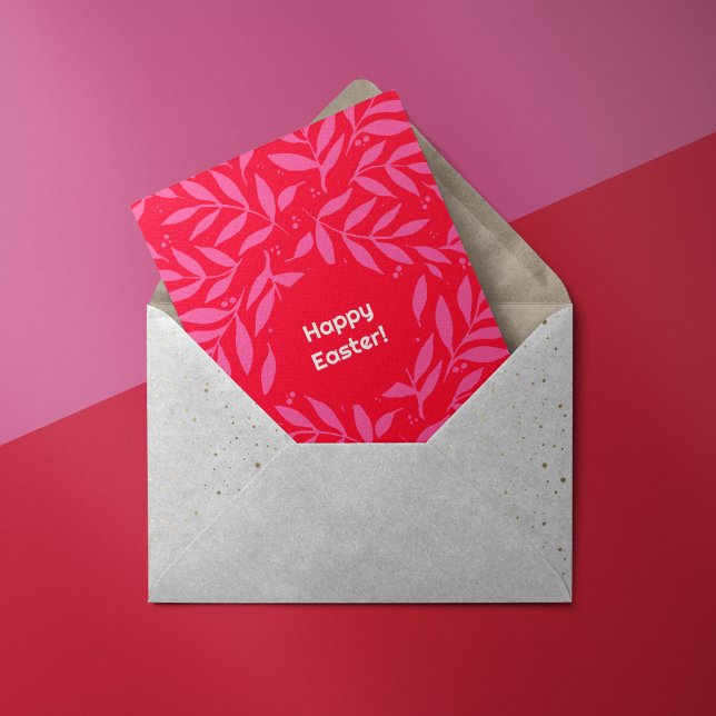 Cartes Pâques Pliées rose et rouge (Créateur téléchargé)