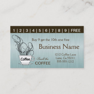 Cartes perforées bleues de café des deux côtés