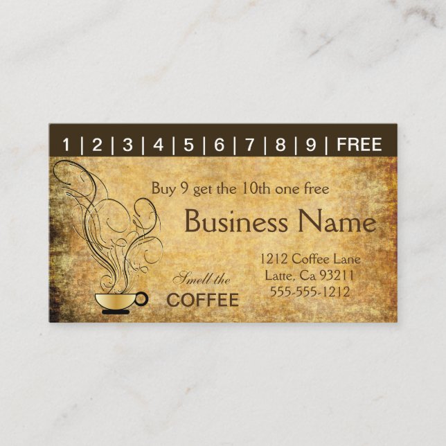 Cartes perforées vintages de café (Devant)