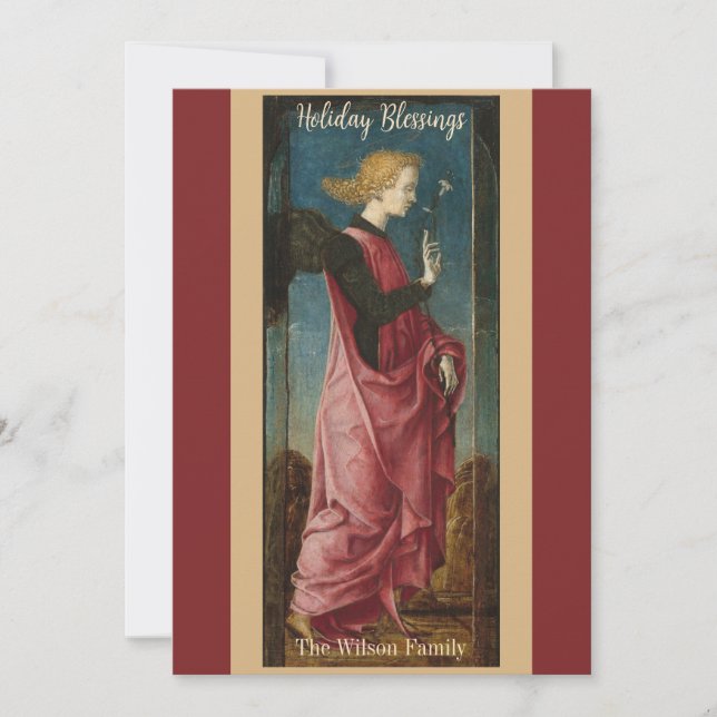 Cartes personnalisées de fêtes de l'ange en or bor (Devant)