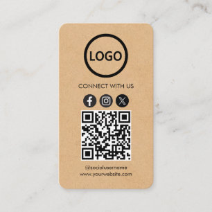 Cartes personnalisées Médias sociaux QR Code Kraft
