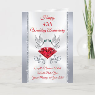 Cartes personnalisées pour le 40e Mariage annivers