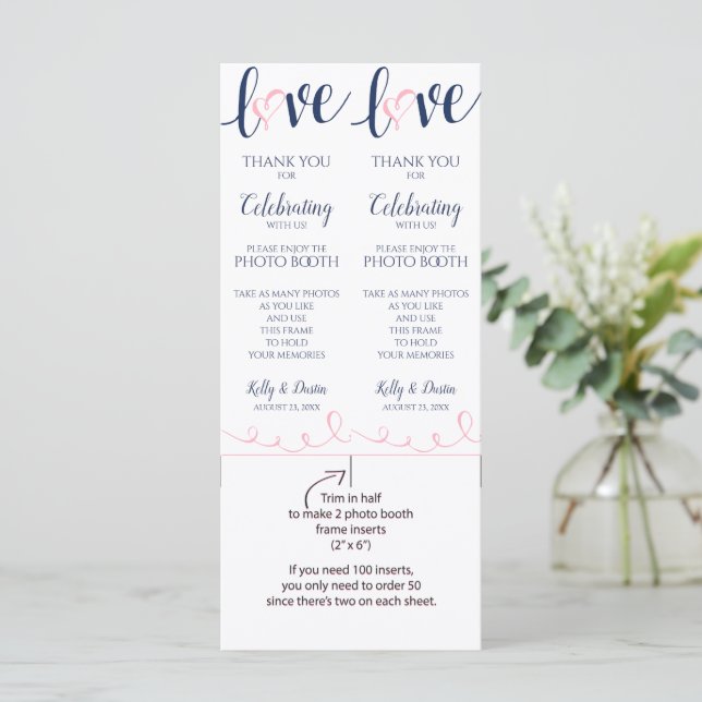 Cartes Photo Booth | Love Script - Marine & Pink (Debout devant)