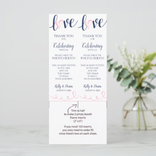 Cartes Photo Booth   Love Script - Marine & Pink