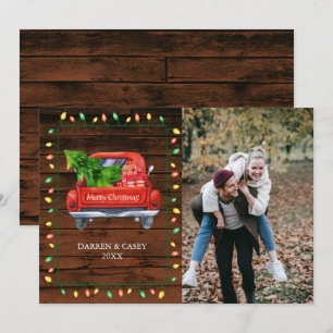 Cartes photo de Noël Rustique en bois et cordes