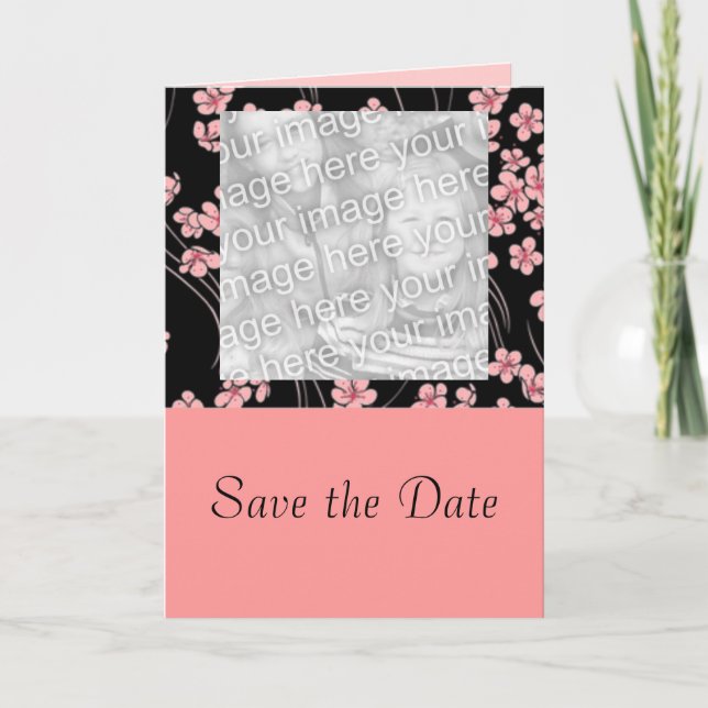 Cartes Photo Fleurs de Cerisier sur Fond Noir (Devant)