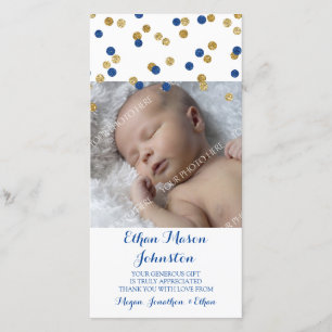 Cartes photos bleus de baby shower de Merci d'or
