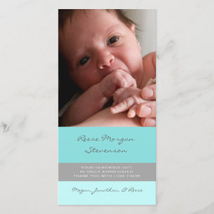 Cartes photos de baby shower de Merci de gris bleu