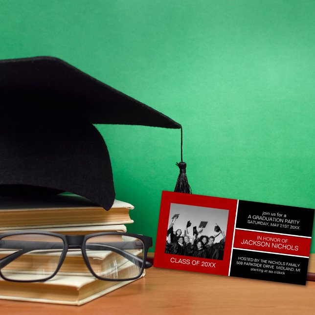 Cartes photos de la Graduation Rouge et Noir (Créateur téléchargé)