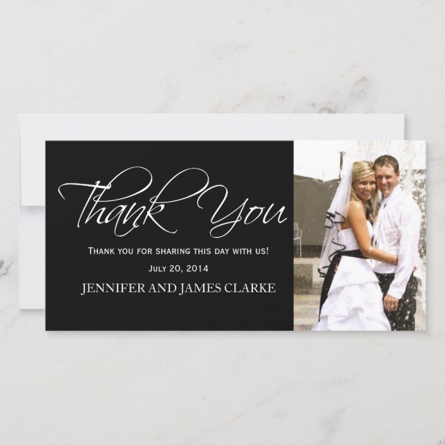 Cartes photos de Merci de Mariage noir blanc (Devant)