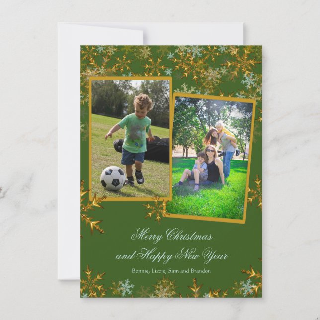 Cartes photos de Noël Flat Green et Gold (Devant)