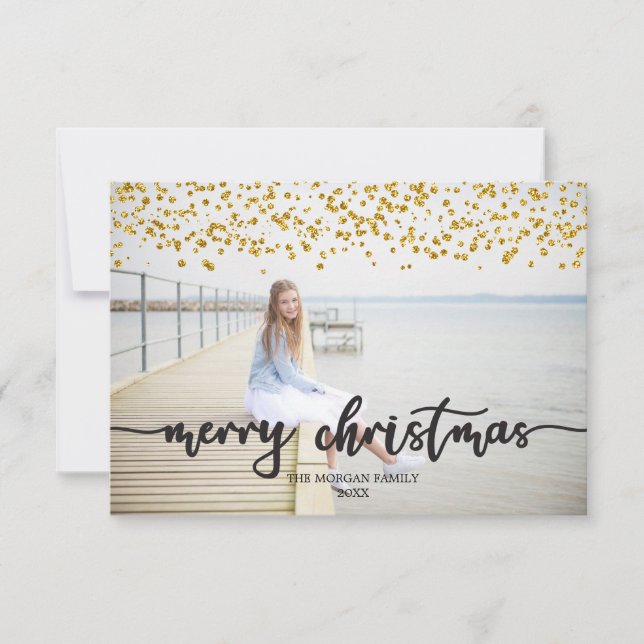 Cartes photos de Noël Gold Confetti (Devant)