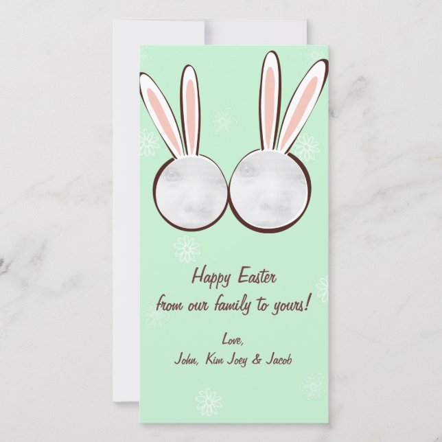 Cartes photos de Pâques Lapin Vert (Devant)