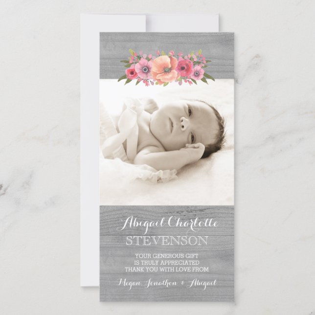 Cartes photos en bois rustiques de baby shower de (Devant)