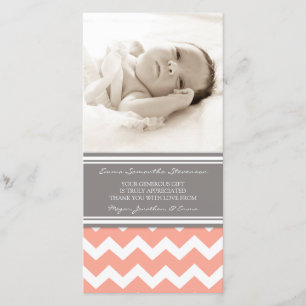 Cartes photos gris de corail de baby shower de