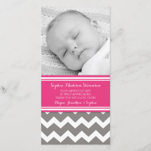 Cartes photos gris roses de baby shower de Merci