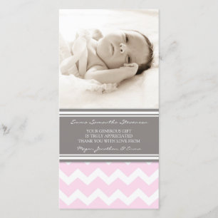 Cartes photos gris roses de baby shower de Merci
