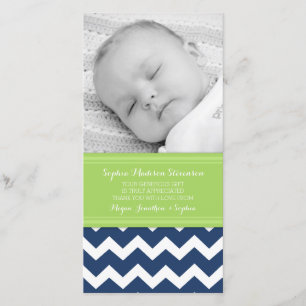 Cartes photos vert-bleu de baby shower de Merci