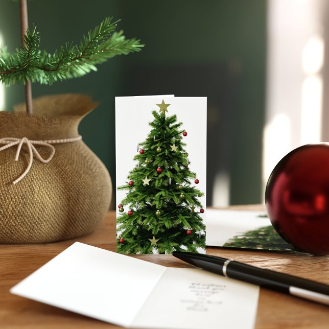 Cartes pliées du Merci de Noël (Mini Christmas tree thank you cards that you can add a message to. )