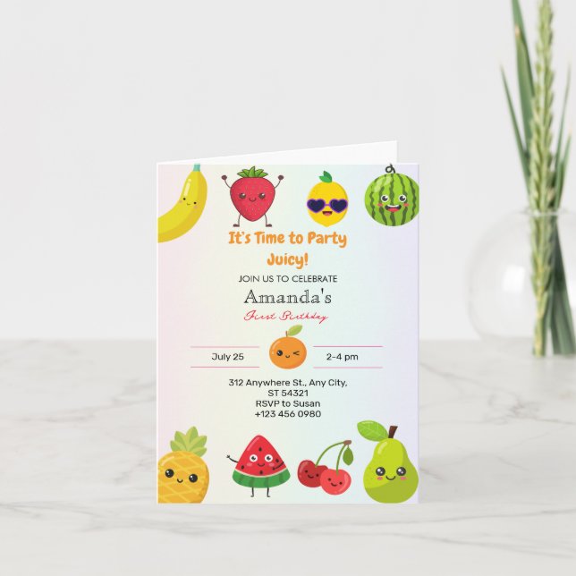 Cartes Pliées pour la 1ère Fête d'Anniversaire Fru (Devant)