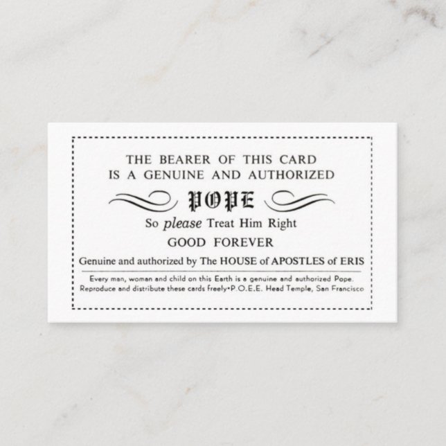 Cartes Pope Discordiennes (Devant)
