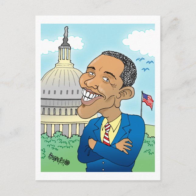 CARTES POST CARTOON OBAMA (Devant)