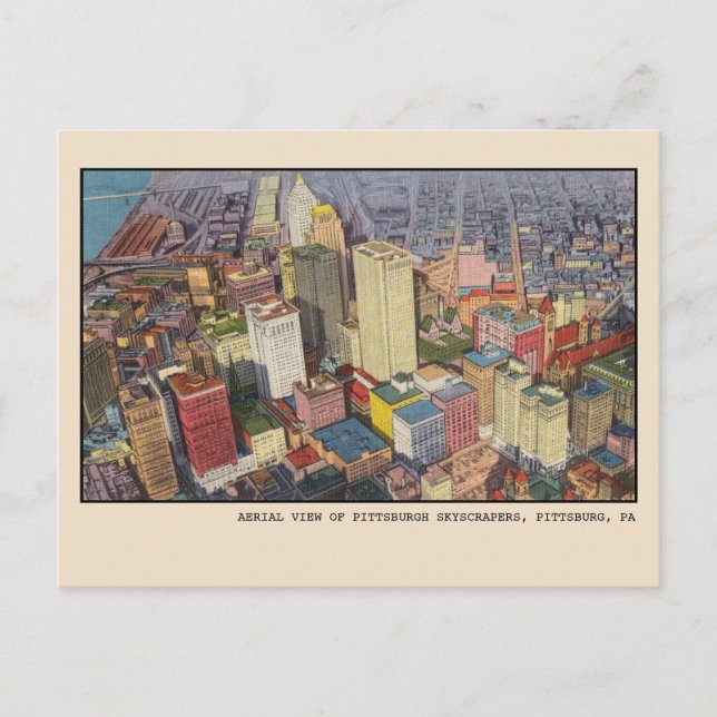 Cartes postale ancienne des gratte-ciel de Pittsbu (Devant)
