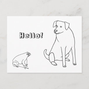 Cartes postales à colorier 2 : Grenouille et Chien