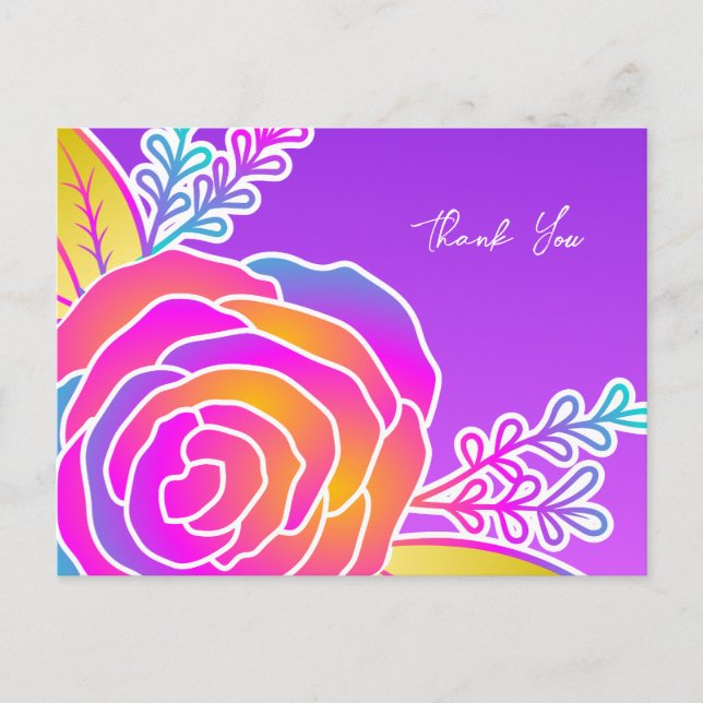Cartes postales à fleurs violettes, style Rose dég (Devant)